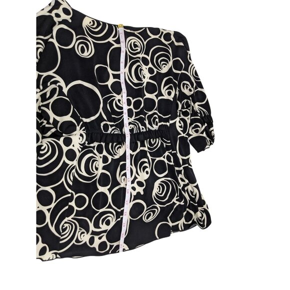 Max Studio Medium Black/Cream polyester Blend Circle Pattern Short Sleeve Top - Picture 5 of 11